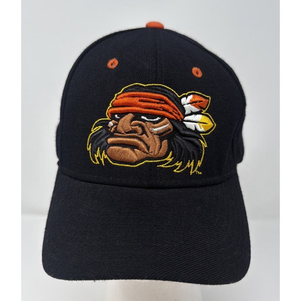 Rare Dartmouth Indians Hat Scalp Em Mascot Logo Black Snapback Zephyr Size 7 1/8